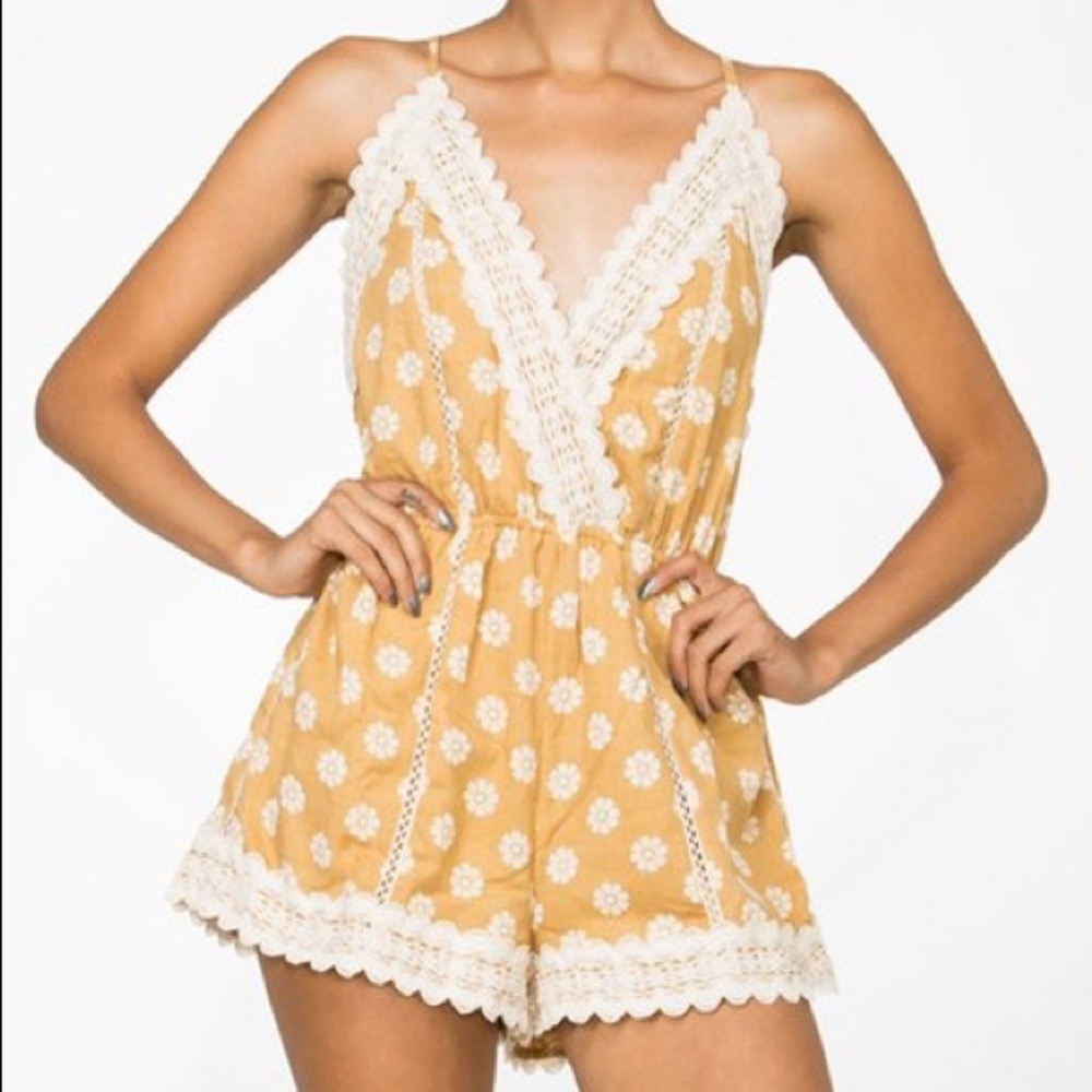 Illa Illa Mustard Crochet Romper